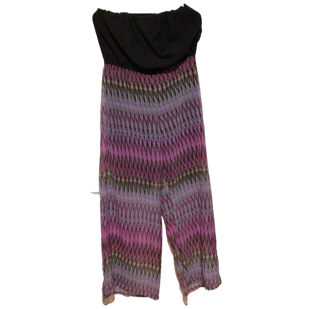 NWT She’s Cool Women’s Black Geometric Print Sleeveless Jumpsuit Size Large L